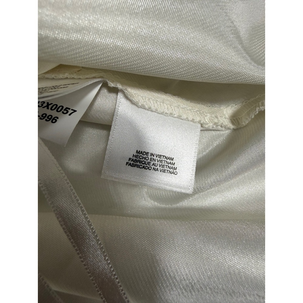 Kasper Blouse Womens 2X Ivory Excellent Satin Tie Neck Sleeveless Office Top - Picture 10 of 12